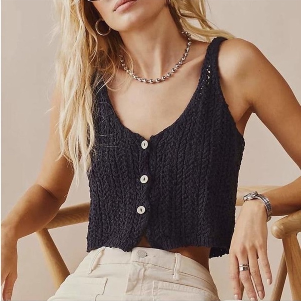 Free people knit crochet Vest Top in Rust - Picture 3 of 9